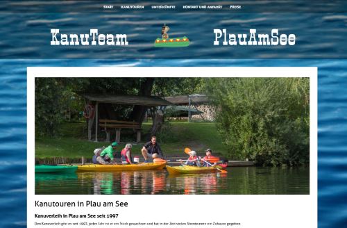 Die Webseite von Kanuteam Plau am See