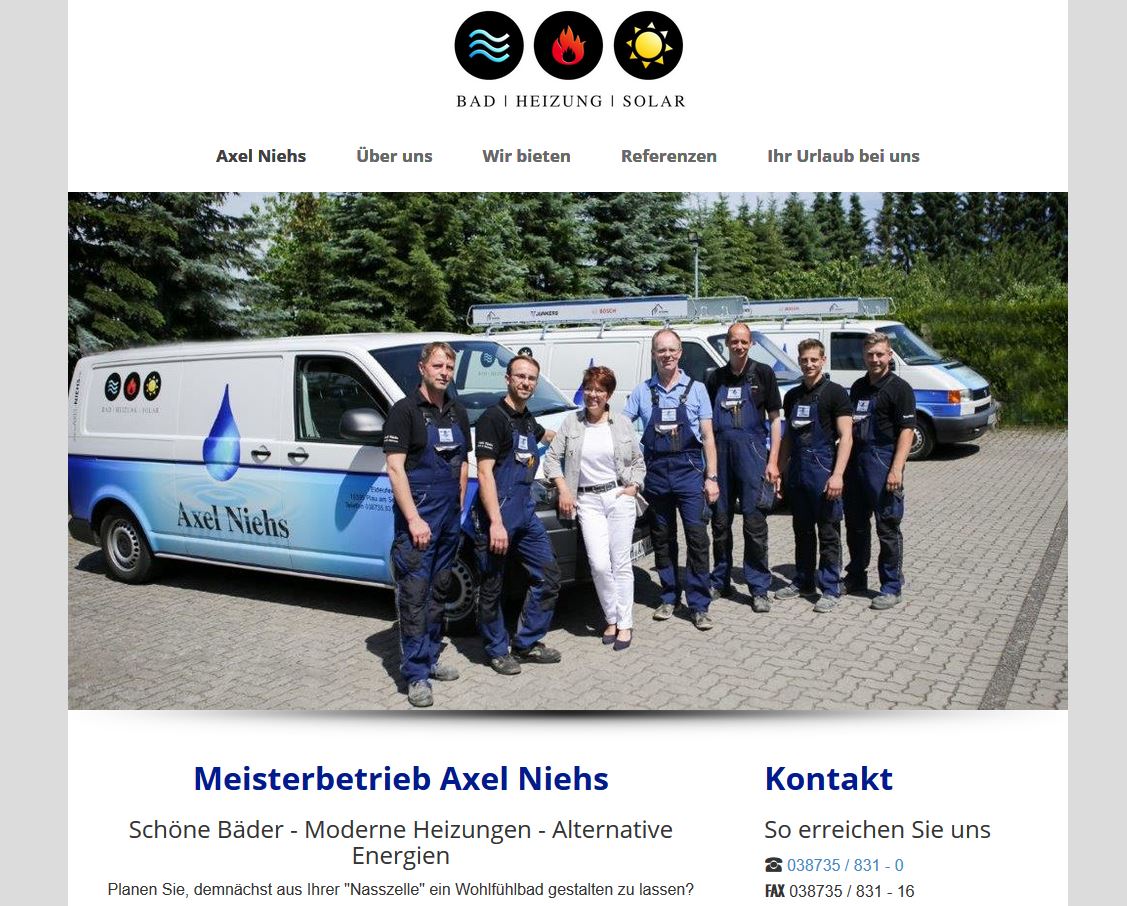 Die Webseite für Meisterbetrieb Axel Niehs